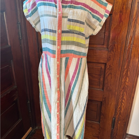Time and Tru Dresses & Skirts - Colorful Fun Striped Dress- button down, summer party